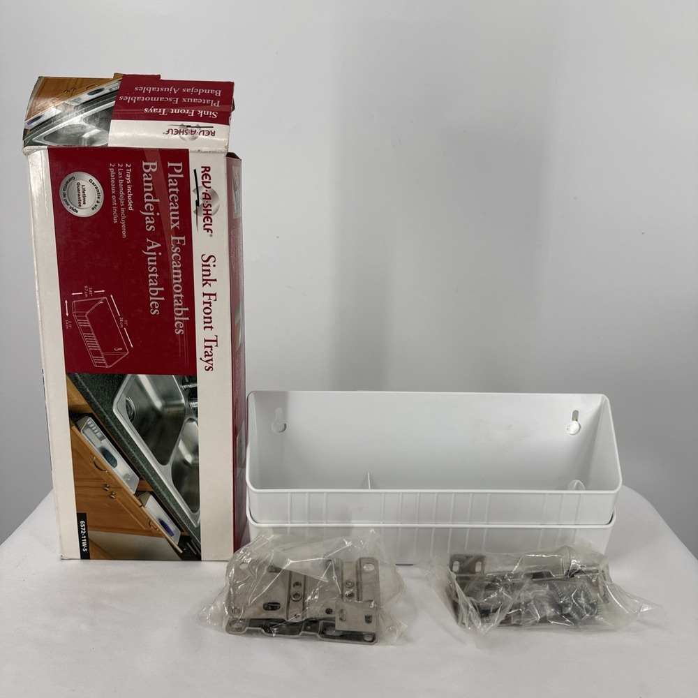 REV-A-SHELF Sinkโ Front Trays, (2) 11" Tip Out White Polymer, Open Box Complete